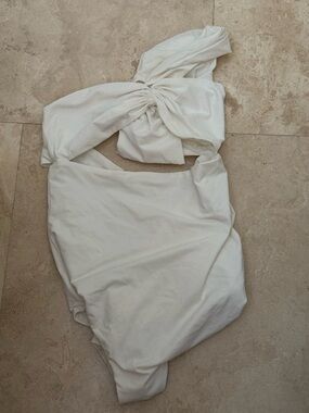 Marysia Swim One-Shoulder White Knot One-Piece Swimsuit